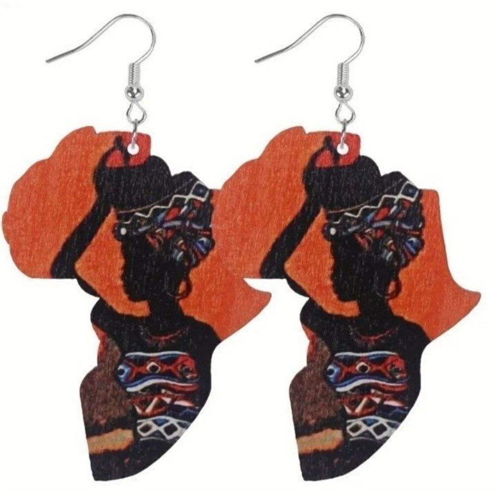 Ladies African festive colorful dangle earrings - Picture 2 of 3